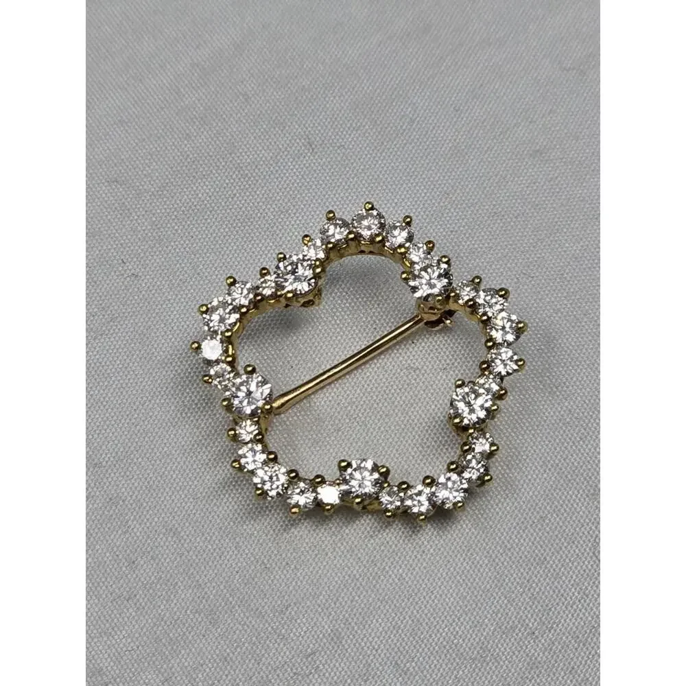 Vtg Kurt Wayne 18k Gold 1.74ctw Master Diamond Brooch Pin - Picture 5 of 9